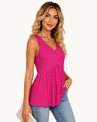 Flowy Peplum V-Neck Sleeveless Tank Top