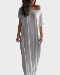 Off-Shoulder Batwing Sleeve Maxi Lounge Dress