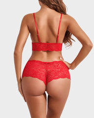 3-Piece Lace Bralette Sleepwear Set with Robe