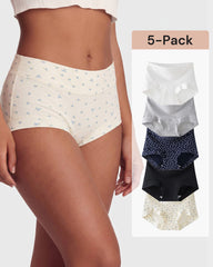 5-Pack Antibacterial Cotton Seamless Boxer Panties