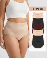 5-Pack Plus-Size High-Waist Cross Tummy Control Panties