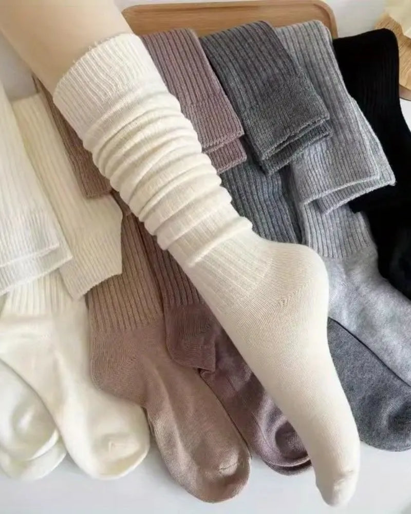 5-Pair Women's Warm Calf Socks – Slim-Fit Winter Socks in Mixed Colors