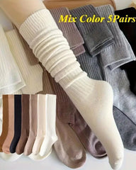 5-Pair Women's Warm Calf Socks – Slim-Fit Winter Socks in Mixed Colors
