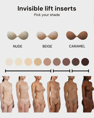 2 Pairs Front Closure Adhesive Push-Up Invisible Bra