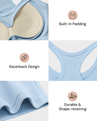 Built-In Bra Seamless Ribbed Tank Top