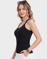 Built-In Bra Seamless Ribbed Tank Top