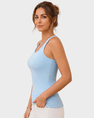 Built-In Bra Seamless Ribbed Tank Top
