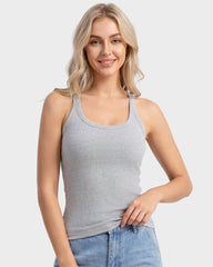 Built-In Bra Seamless Ribbed Tank Top