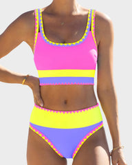 Sporty Colorblock Bikini Set (3-Piece)