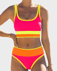 Sporty Colorblock Bikini Set (3-Piece)