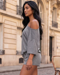 Off-Shoulder Lounge Set with Fitted Shorts