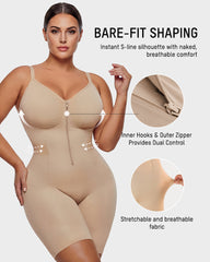 Front-Zip Mid-Thigh Shapewear