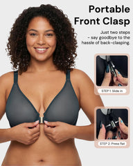 Front Clasp Mesh Support Bra