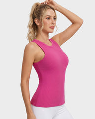 High Neck Seamless Workout Tank – Built-In Bra Top