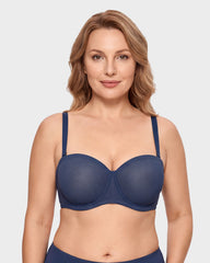No-Slip Strapless Mesh Bra for Full Bust Support