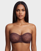 No-Slip Strapless Underwire Bra with Lace Detail