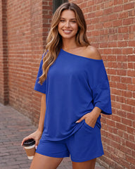 Off-Shoulder Lounge Set with Fitted Shorts