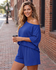 Off-Shoulder Lounge Set with Fitted Shorts