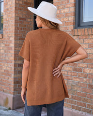 Oversized Ribbed Knit Puff Sleeve Sweater Top