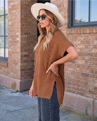 Oversized Ribbed Knit Puff Sleeve Sweater Top