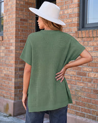 Oversized Ribbed Knit Puff Sleeve Sweater Top