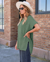 Oversized Ribbed Knit Puff Sleeve Sweater Top
