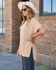 Oversized Ribbed Knit Puff Sleeve Sweater Top