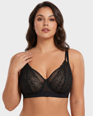 Plus Size Lace Mesh Full-Coverage Underwire Bra