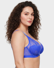 Plus Size Lace Mesh Full-Coverage Underwire Bra
