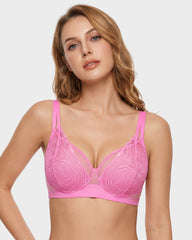 Plus Size Lace Mesh Full-Coverage Underwire Bra
