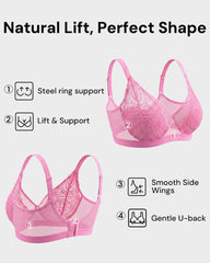Plus Size Lace Mesh Full-Coverage Underwire Bra
