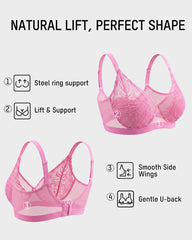 Plus Size Lace Mesh Full-Coverage Underwire Bra