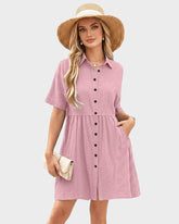 Button-Down A-Line Mini Dress