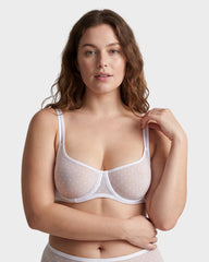 Sheer Dotted Mesh Unlined Balconette Bra