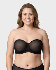 Strapless Mesh Underwire Balconette Bra