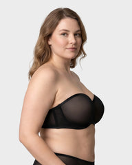 Strapless Mesh Underwire Balconette Bra