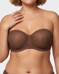 Strapless Mesh Underwire Balconette Bra