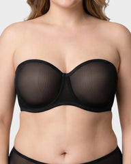 Strapless Mesh Underwire Balconette Bra
