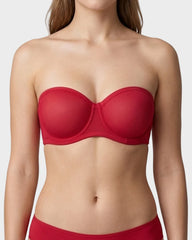 Strapless Mesh Underwire Balconette Bra