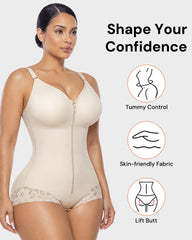 Zip-Up Overbust Sculpting Shapewear Bodysuit