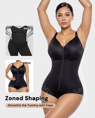 Zip-Up Overbust Sculpting Shapewear Bodysuit