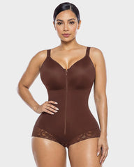 Zip-Up Overbust Sculpting Shapewear Bodysuit