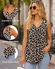 Flowy Peplum V-Neck Sleeveless Tank Top