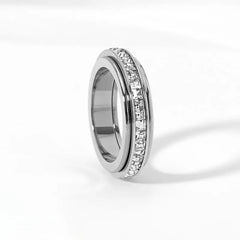 Spin & Calm Titanium Fidget Ring with Cubic Zirconia