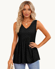 Flowy Peplum V-Neck Sleeveless Tank Top