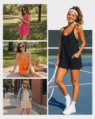 All-Day Comfort Romper Dress with Built-In Shorts