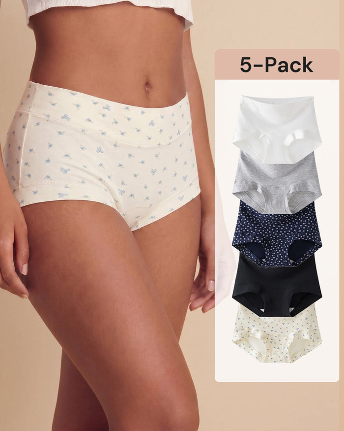 5-Pack Antibacterial Cotton Seamless Boxer Panties