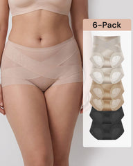 6-Pack Cross Compression High Waist Tummy Control Panties