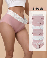 6-Pack Soft Cotton Heart Print High-Waist Panties