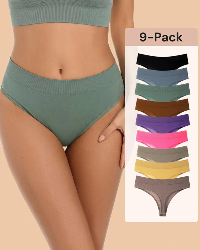 9-Pack Comfort Seamless Sport Thong Panties